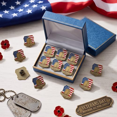 Image of Yinkin 48 Pcs Veterans Day Label Pins Patriotic Stars Enamel Pins Bulk