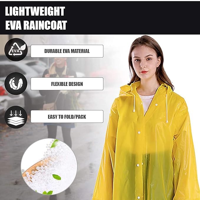 Image of EVA Waterproof Rain Coat Hooded Universal Outdoor Water Resistant Portable Suit for Men Women Boys & Girls 1 Pc