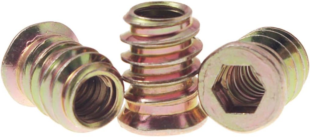 50 Pieces 1/4-20 Threaded Inserts for Wood Nutsert Furniture Screw-in Nut 15mm Length Hex Drive
