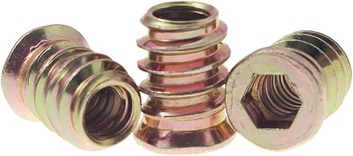 Miniatura 5 de 50 piezas de insertos roscados 14-20 para muebles de madera Nutsert Tuerca atornillada 0.591 in longitud Hex Drive