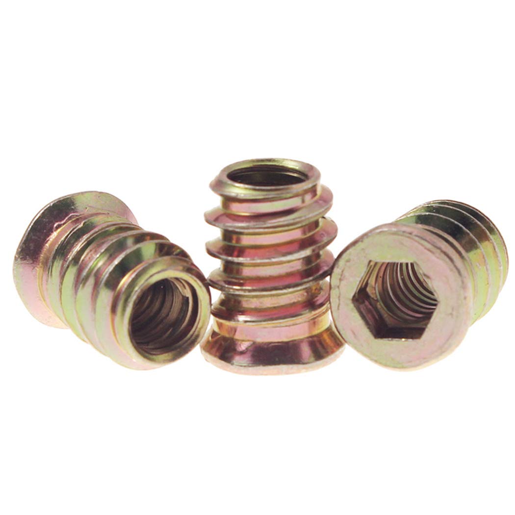 50 Pieces 1/4-20 Threaded Inserts for Wood Nutsert Furniture Screw-in Nut 15mm Length Hex Drive