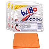 3X Brillo Multi-use Soap Pads (3 X 10 Pads)- Household Cleaner - Effective for Cleaning Pots, Pans, Cookers - with Ultra Absorbent Microfibre Cleaning Cloth