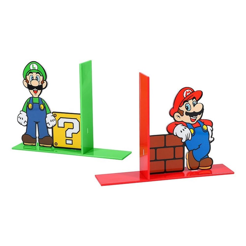 Paladone Black Products Super Mario Bookends Mario And Luigi