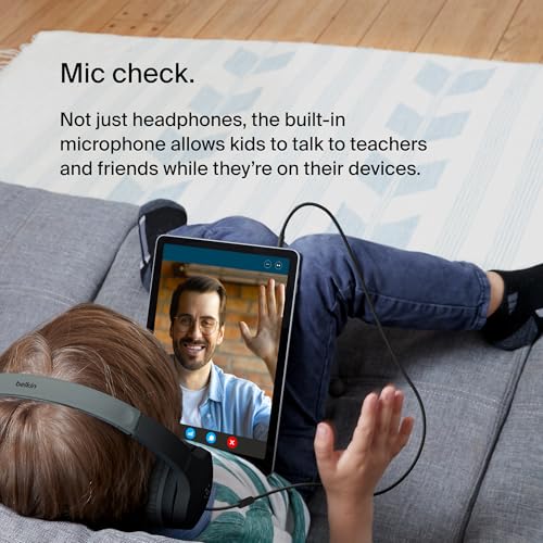 Belkin Casque Audio Filaire SoundForm Mini (pour Enfants, Circum-aural, Micro intégré, pour Apprentissage en Ligne, école, Voyage, Jeu, pour appareils dotés d'un Port Audio 3,5 mm, Noir) (Lot de 2)
