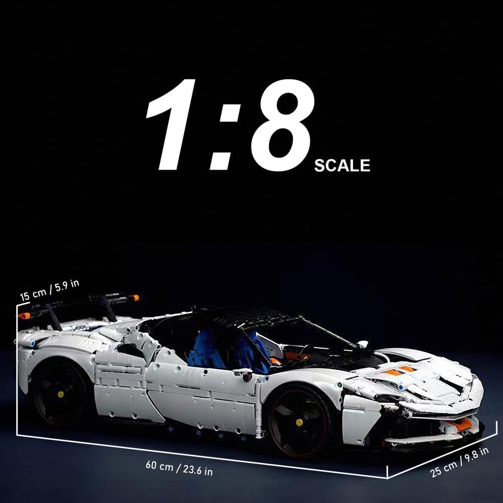Hypercar No. 02 Model Car Kit, Building Set for Adults, Collectible 1:8 Scale Sports Car Advanced Vehicle MOC Replica, with Realistic Features to Build and Display, Gift for Birthdays