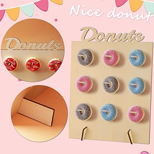 Demarsen Reusable Donut Stand, 1 pcs Doughnut Holder, Board Dessert Display Stand with Bamboo Stick, Wooden Donut Wall for Birthday Parties Weddings and Baby Shower Supplies