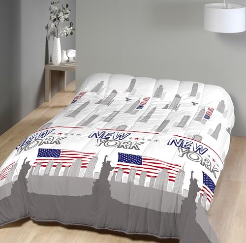 Mortreux Couette tempérée imprimée New York - 1 Personne 140 x 200 - Mi Saison