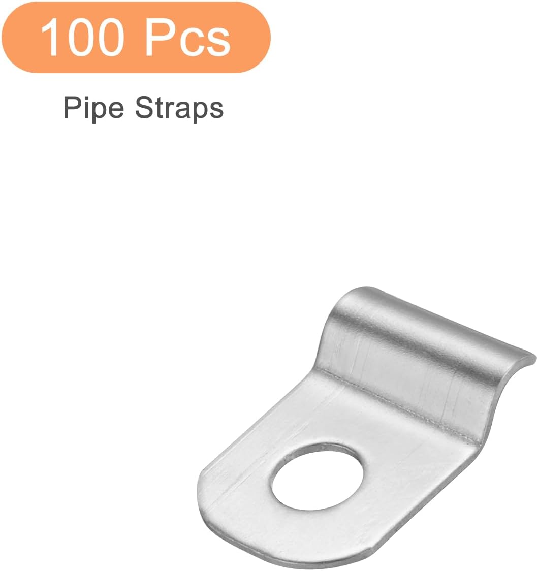 Generic 100 Pcs 304 Stainless Steel Pipe Clamp (3mm) with 1 Hole for Conduit or Pipe Fixing