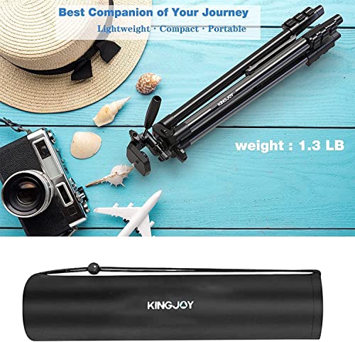 KINGJOY 71'' Camera Tripod Compatible with Canon Nikon Phone Tripod Stand with Universal Tablet Phone Holder Remote Shutter and Carry Bag Max Load 6.6LB - Image 4