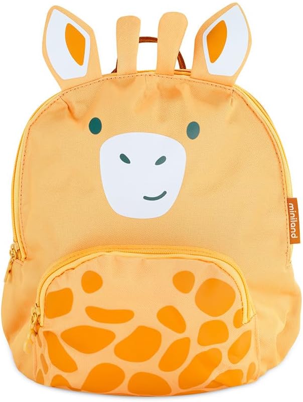 Miniland Mochila Escolar Infantil, Diseño Personalizado Divertida Jirafa, Mochila Bebe, Mochila Pequeña, Colegio, Vuelta al Cole, Interior Nevera, Capacidad 4.5 Litros, Amarillo | Thermibag Jungle