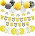 Produktbild Gelb grau Elefant Baby Dusche Dekorationen neutral für Jungen oder Mädchen, Willkommen Baby Banner Elefant Girlande Konfetti Luftballons für Geschlecht Neutral Baby Dekor