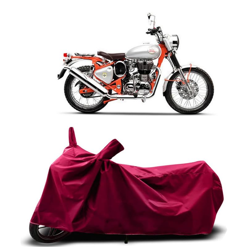 Image of DUFFEL-Two Wheeler Bike Cover Compatible for Royal Enfie Bullet Trials 350 Heat Protectio /UV-Rays /Birds Dropping /DustProof /Waterproof Indoor Outdoor and Parking Full Protection [MAHROON]