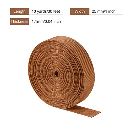 Image of MECCANIXITY Flat Nylon Webbing Strap 1 Inch 10 Yards Dark Brown for Backpack, Luggage-rack