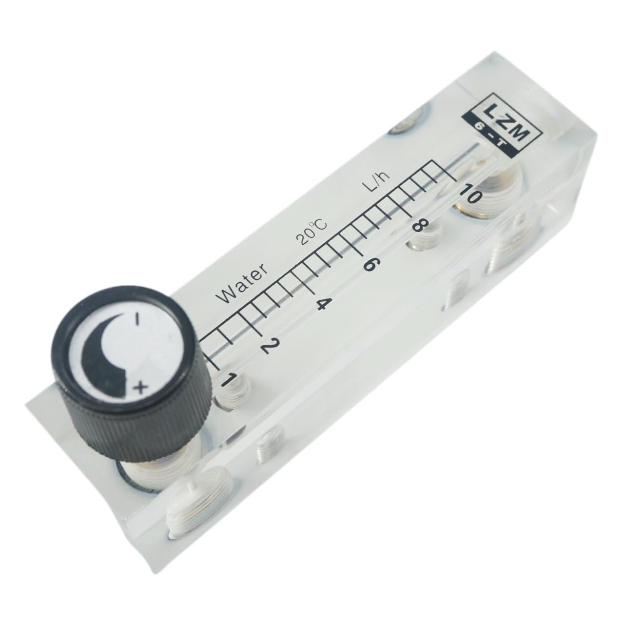 1 unidad de caudalímetro rotámetro de agua LZM-6T de panel acrílico, 1-10 l/h, con válvula de control y tubo de 8 mm de diámetro exterior.