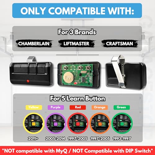 Image of 3X 893LM 893Max for Chamberlain Craftsman LiftMaster Universal Garage Door Opener Remote Replacement, 3-Button Gate Opener Remote, Extra Long-Range, Black