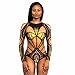 Produktbild Hirolan Sommer Badeanzug Strandkleidung Damen afrikanisch Drucken Bikini einstellen Bademode Hochdrücken Gepolstert BH Strappy Ärmellose Spielanzug Short Outfit Overall (L, Schwarz)