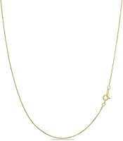 KEZEF 1mm 18K Gold Plated 925 Sterling Silver Box Chain Necklace for Women - Thin Sturdy Hypoallergenic Italian Chain, 15-30 Inch