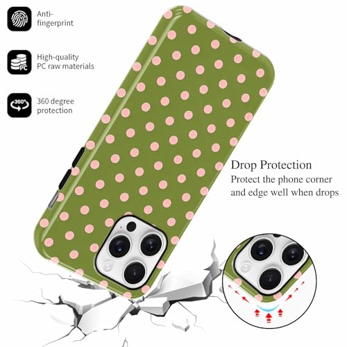 Coque protection iPhone 16 Pro Max antichoc double couche rigide à pois tendance - 5