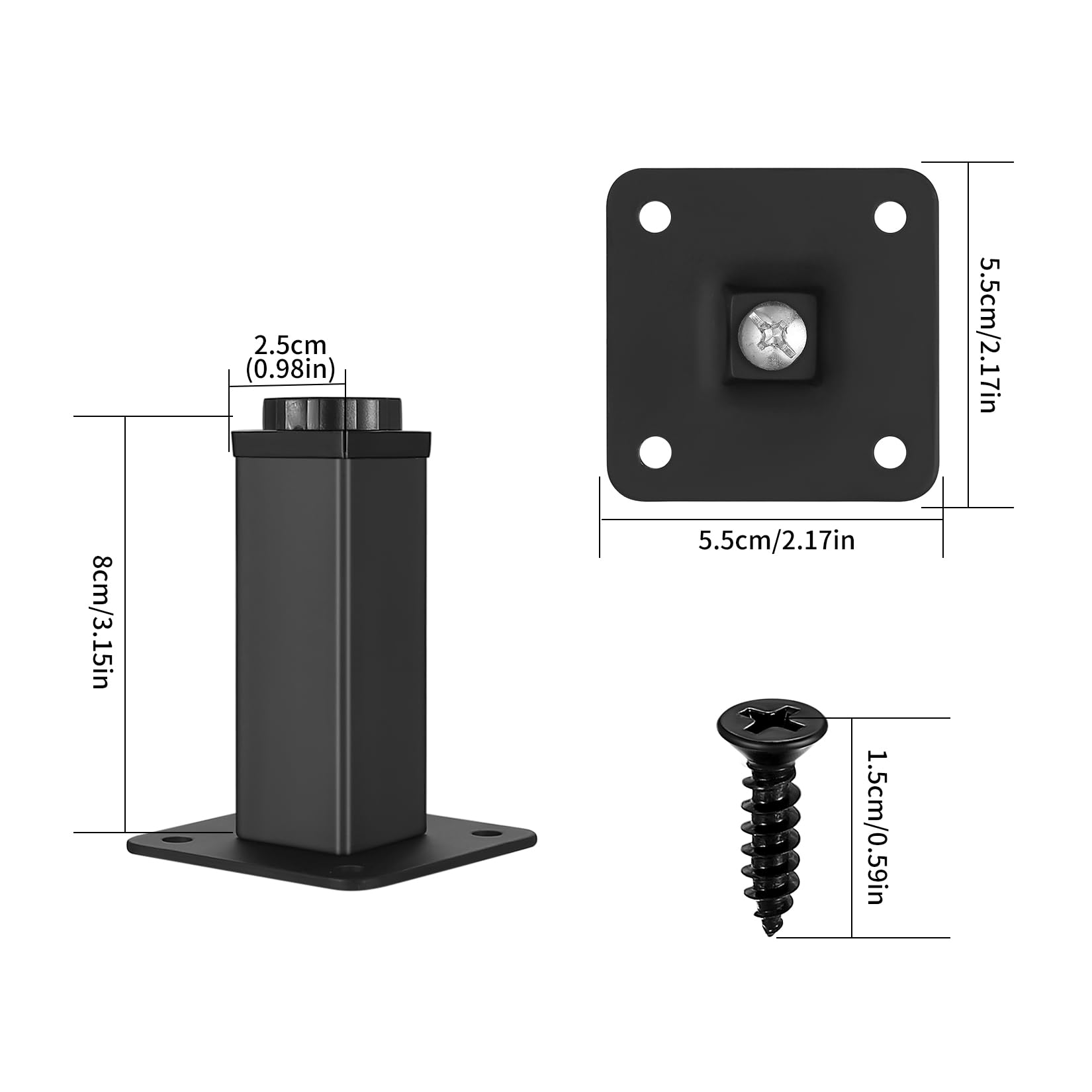 Piedini Regolabili Per Mobili - Set Da 4 Gambe In Acciaio Con Viti - Altezza 0-15mm Per Letti E Divani - Foto 7