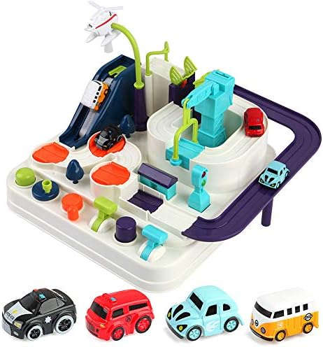 ArgoHome Race Tracks for Boys Car Adventure Toys for 3 4 5 6 7 8 Year Old Boys Girls, City Rescue Preschool Educational Toy, Vehicle Puzzle Car Track Playsets for Toddlers, Kids Toys Age 3+
