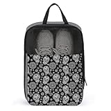 Fashionable Shoe Storage Bag for Travel, Black Skull Flower, Unisex Waterproof Breathable Shoe Organizer, Versatile for Women and Men