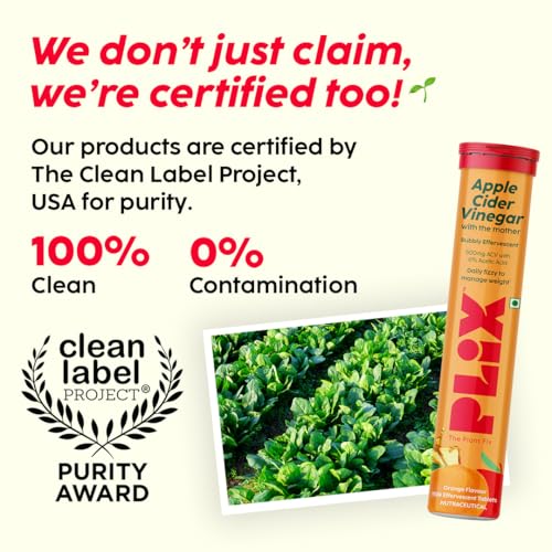 Image of THE PLANT FIX Apple Cider Vinegar Effervescent Tablet with mother | Supports Metabolism & Appetite Control I With 500mg ACV, Vit B6 & B12 I No Maltodextrin, No Added Sugar I Pack of 1 (15 tablets)