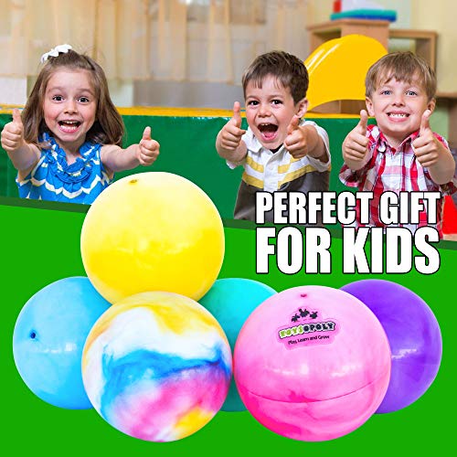 Premium Marbleized Bouncy Balls Plus Pump, 9 Inch Inflatable Sensory Balls, Best Entertainment For Kids, Pets And Adults - Fun Handballs, Kickball, Beach, Pinic, School, Church #TOP3