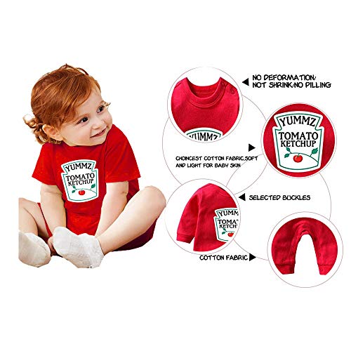 Ysculbutol Baby Twins Bodysuit Yummz Tomato Ketchup Mustard Twin Set Infant Girls Romper Baby Boys Outfits (Km-S6M Twins) #TOP2