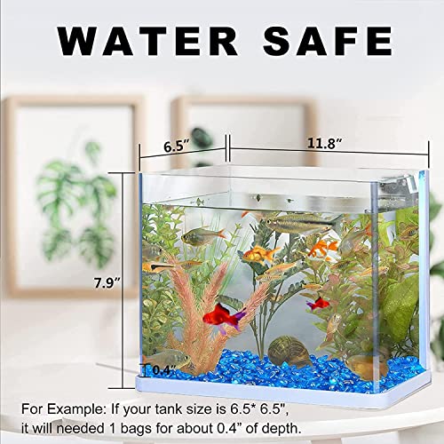 Image of Keedolla 2 lbs /900g Fish Tank Rocks Beads Aquarium, Clear Glass Pebbles Stones Gravel for Vases Fillers, Garden, Aquarium, Betta Fish Turtle Tank, Succulent Plants Decor - Sea Blue