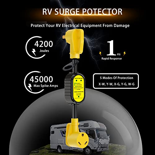 EyGde 50 Amp to 30 Amp RV Adapter, Patented 4200Joules Electrical Adapter with Surge Protector NEMA 14-50P Male to NEMA TT-30R, Circuit Analyzer Power Guard for Camper Travel Trailer by EyGde - Used condition - Image 5