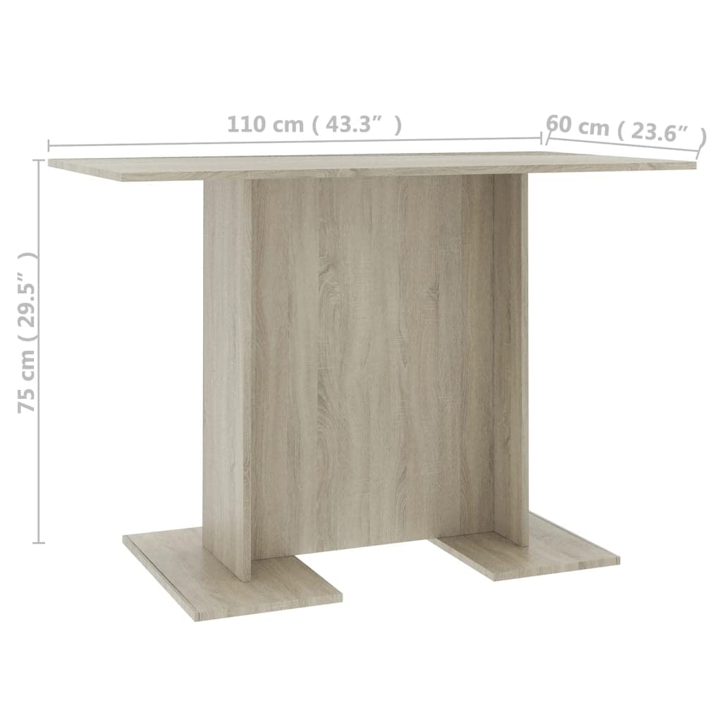 Esstisch Sonoma-Eiche 110x60x75 cm Holzwerkstoff | Stabiler Rechteckfuß, pflegeleicht mit feuchtem Tuch, ideal für Familienessen