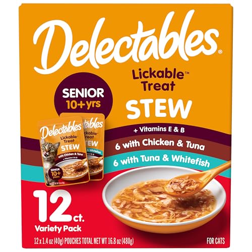 Hartz Delectables Stew Senior Cat Treat Variety Pack, 12 Count