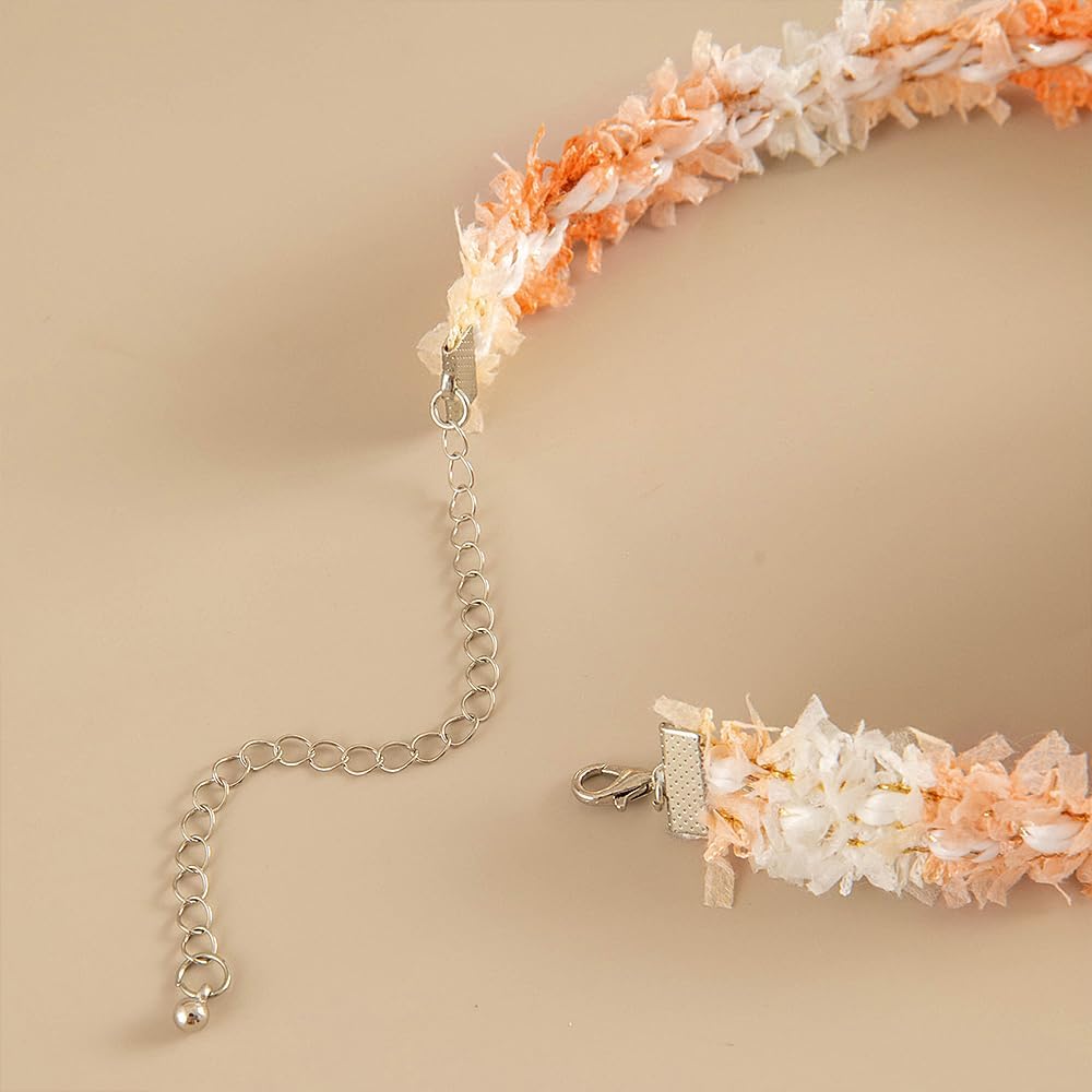 FUTIMELY Unique Rose Flower Choker Necklace for Women,Big Lace Braided Floral Collar Necklace for Bride,Fashion Camellia Flower Short Neck Accessories - Image 6