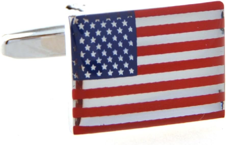 MRCUFF American Official Flag USA America Pair Cufflinks in a Presentation Gift Box & Polishing Cloth