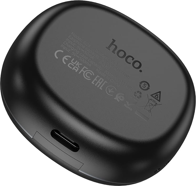 Back of HOCO EQ3 charging case with specifications