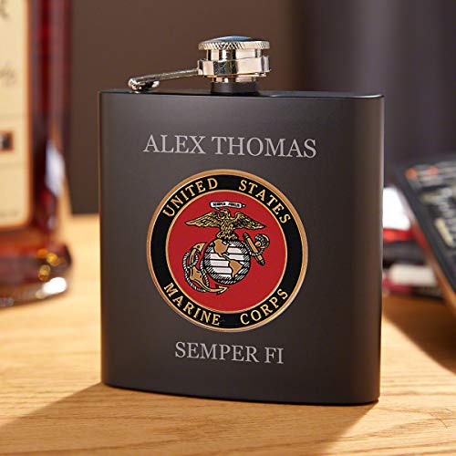 Marine Crest Personalized Blackout Flask