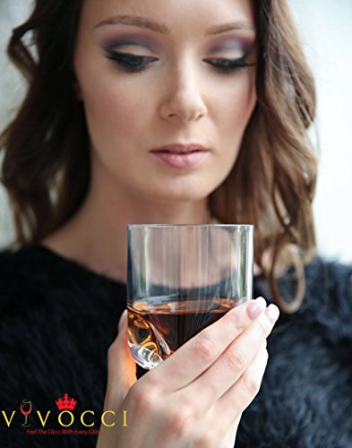 Vivocci Unbreakable Tritan Plastic Rocks 12.5 Oz Whiskey & Double Old Fashioned Glasses | Thumb Indent Base | Ideal For Bourbon & Scotch | Perfect For Homes & Bars | Dishwasher Safe Barware | Set Of 4 #TOP3