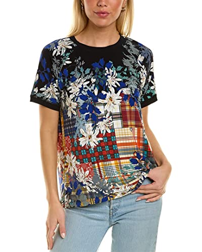 Johnny Was Women's Short Sleeve Bamboo Knit Tee, Multi, Small #TOP14