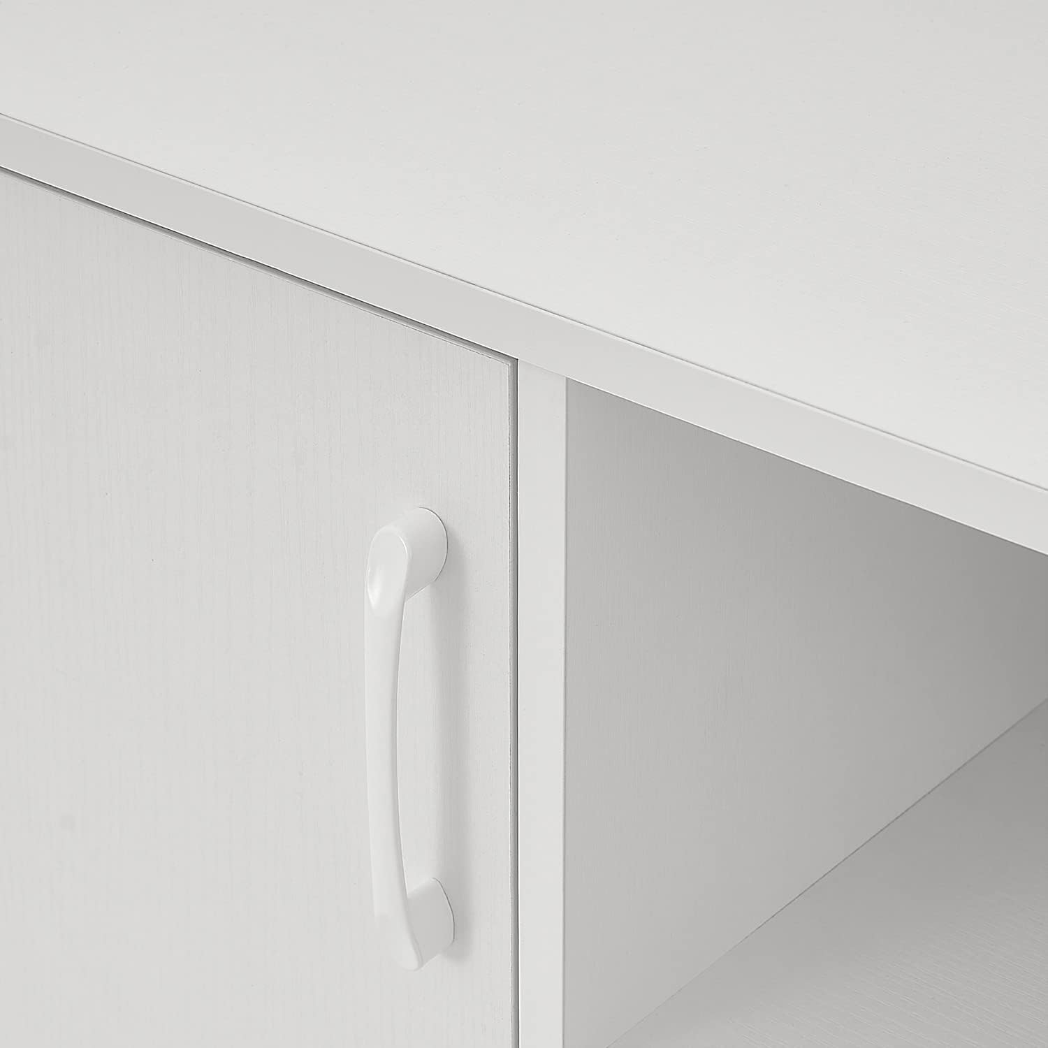 Panana TV Stand for TV up to 50 Inches, 2 Doors Entertainment Center with Open Shelves Storage, TV Console Unit for Living Room Bedroom (White) - Image 8