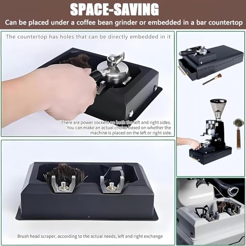 TUPOSTAR Elektrischer Espresso-SiebträGer-Reinigungsschaber, 300 U/Min Edelstahl-Kaffee Griff-ReinigungsgeräT, FüR Verkostungsveranstaltungen,Schwarz