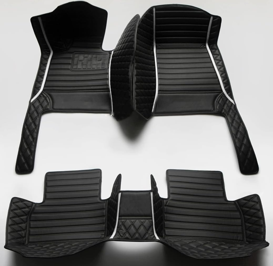 Custom Personalized Floor Mats for Cars，Luxury Full Coverage All Weather Car Floor Mats，Anti-Slip Leather Car Mat Set ，Custom Floor Mats for 99% of Cars, Trucks & SUVs (All Black White)