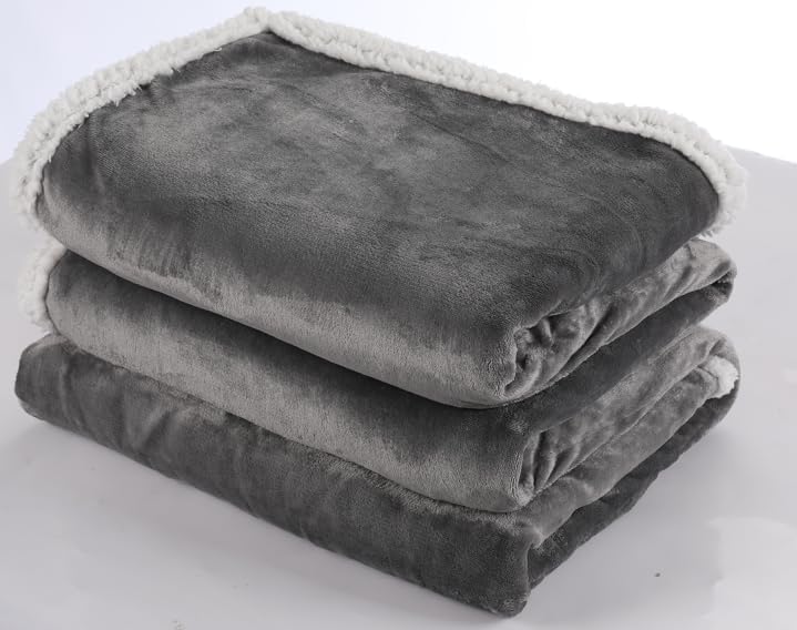 Heated Electric Blanket Throw - Queen Size 84x90 Inches, 6 Heat Settings with 1-10 Hour Auto Shut Off, Soft Flannel & Safety Protection, for Bed/Couch - Light Gray