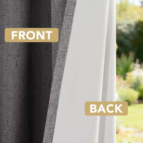 Image of H.VERSAILTEX 100% Blackout Curtains for Bedroom Thermal Insulated Linen Textured Curtains Heat and Full Light Blocking Drapes Living Room Curtains 2 Panel Sets, 52x108 - Inch, Grey