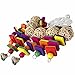 PAMAGOO Snowflake Large Parrot Chew Toy for Bird Macaw African Greys Eclectus Cockatoo Parakeet Cockatiel Conure Lovebird Cage Wood Bird Chewing Toys with Bells