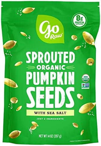 Go Raw Pumpkin Seeds with Sea Salt, Sprouted & Organic, 14 oz. Bag | Keto | Vegan | Gluten Free Snacks | Superfood