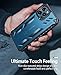 FNTCASE for iPhone 12-Pro-Max Phone Case: Military Grade Drop Proof Protection Mobile Cover with Kickstand | Matte Textured Rugged Shockproof TPU | Protective Sturdy Cases - Blue