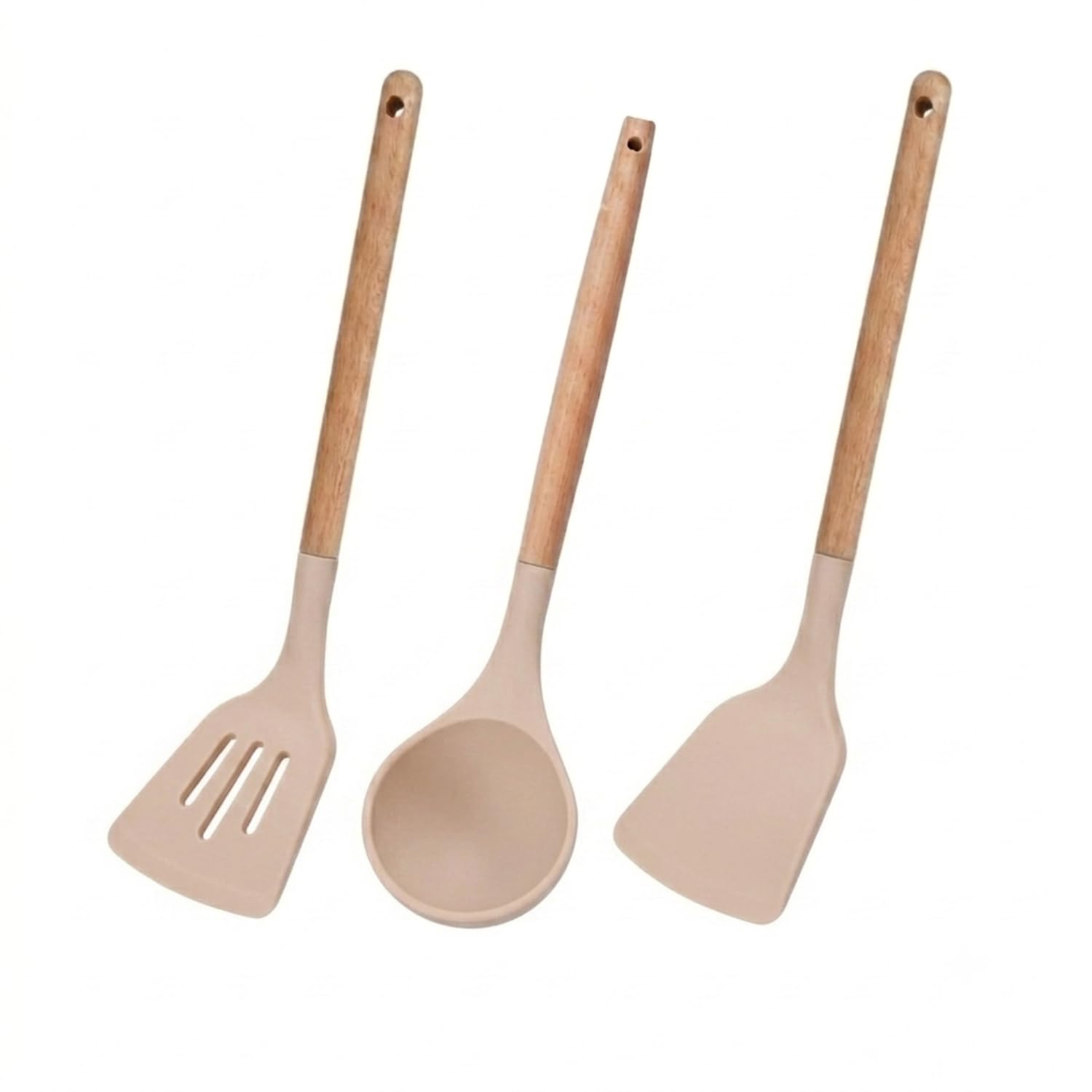 Renva Big Silicone Spatula Set of 3 with Wooden Handle (Grey, 3) thumbnail 14