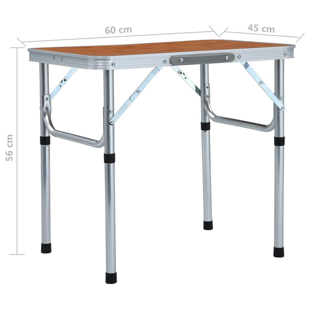 Klappbarer Campingtisch aus Aluminium 60x45 cm leicht, tragbar, stabil, für Outdoor, Garten, Picknick, Wandern, Strand, Campingmöbel, kompakt, einfach zu transportieren und aufzubewahren