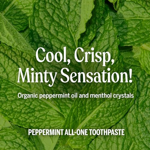 Image of Dr. Bronner's - All-One Toothpaste Variety Pack - Peppermint & Spearmint, 70% Organic Ingredients, Fluoride-Free, Helps Freshen Breath, Vegan (5oz, 4-Pack)
