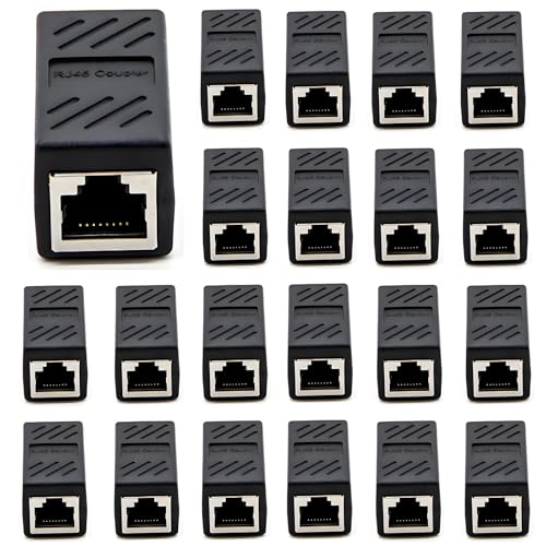 YOQXHY RJ45 Cat5 Couplers (20 Pack) in Line Coupler Cat5 Cat5e Cat6 Cat7 Ethernet Cable 8P8C Extender Adapter Female to Female Black